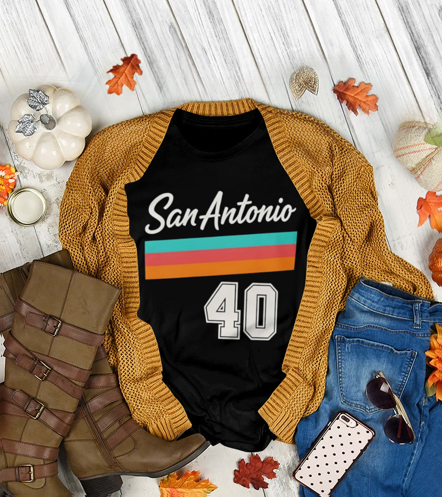 San Antonio Spurs NBA San Antonio 40 Retro Stripes T-Shirt