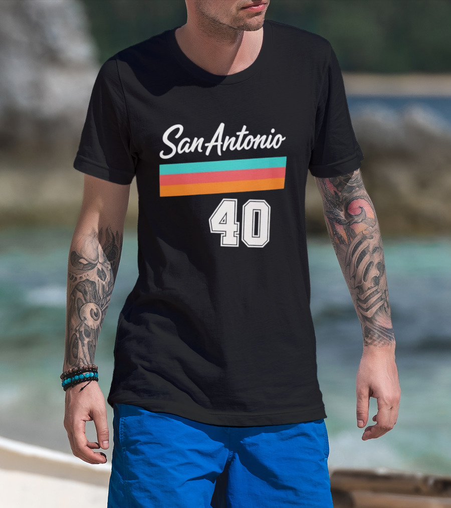 San Antonio Spurs NBA San Antonio 40 Retro Stripes T-Shirt