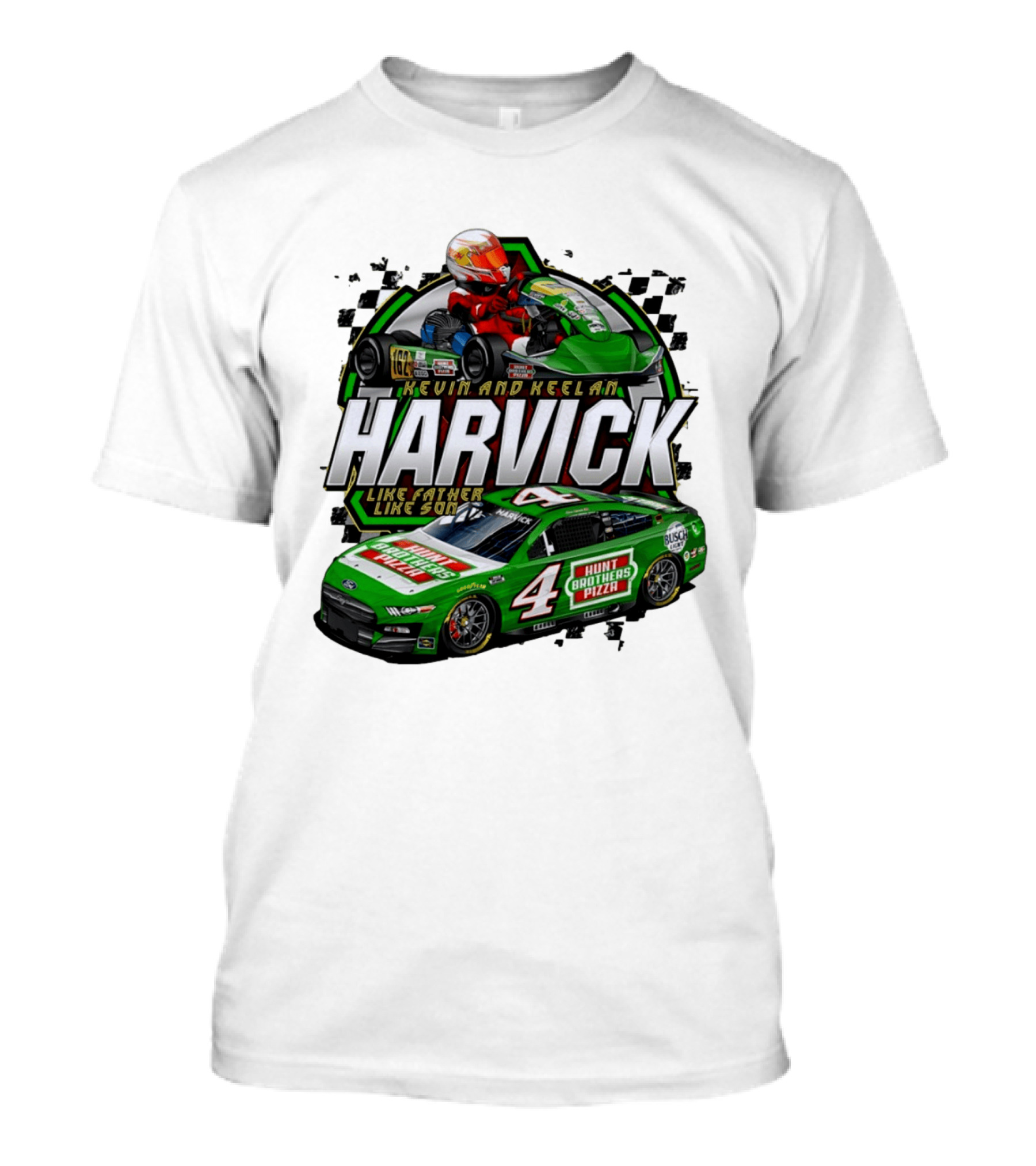 Kevin Keelan Harvick NASCAR 4 Hunt Brothers Pizza Busch Light Like Father Like Son T-Shirt