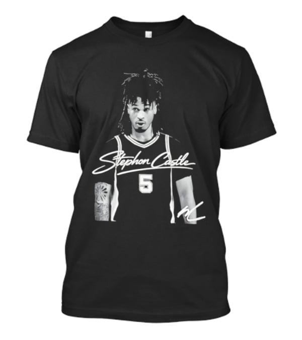 Stephon Castle UConn Huskies NCAA Men's Basketball Number 5 Signature T-Shirt