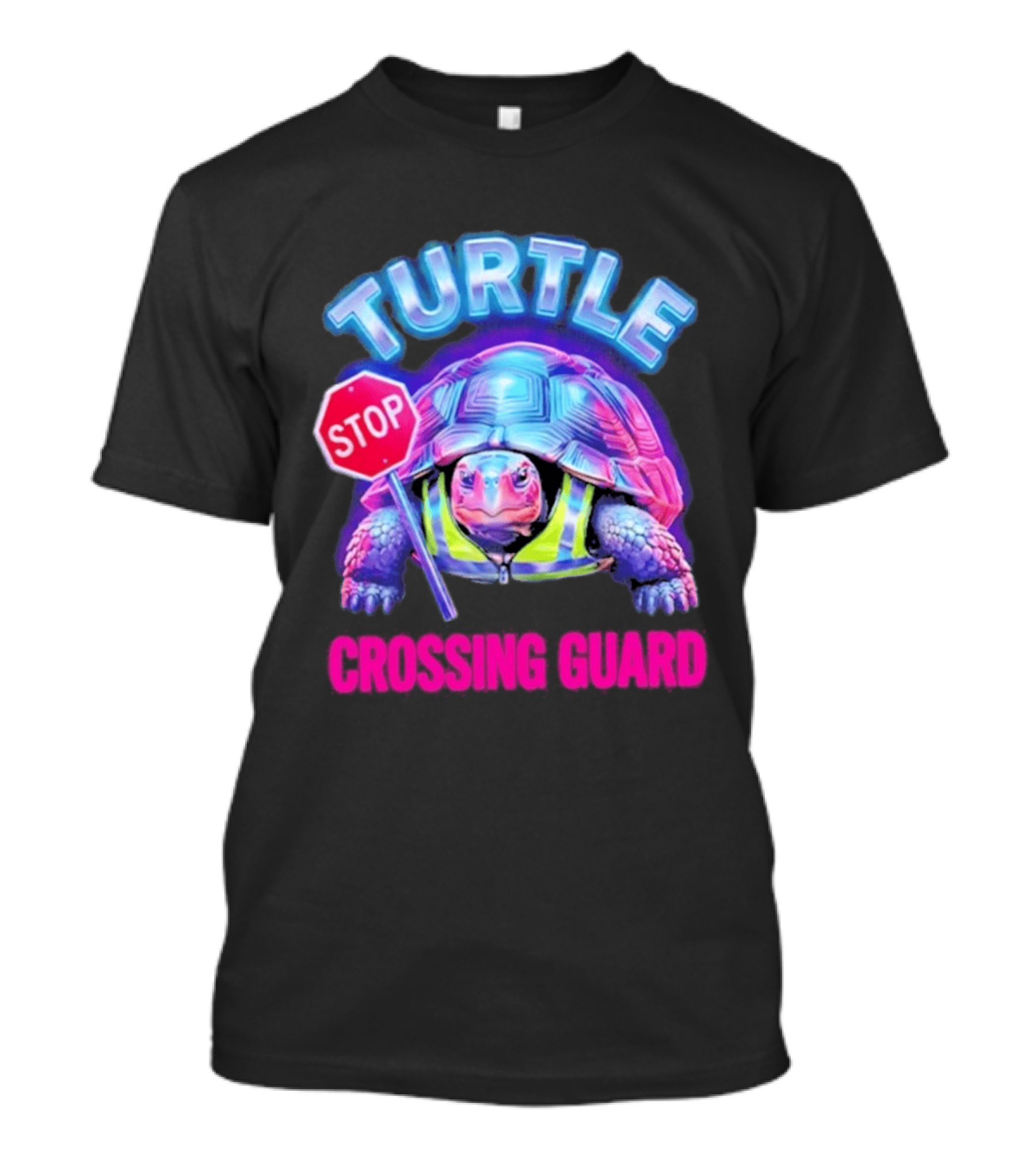 Turtle Stop Crossing Guard Neon Vibe T-Shirt