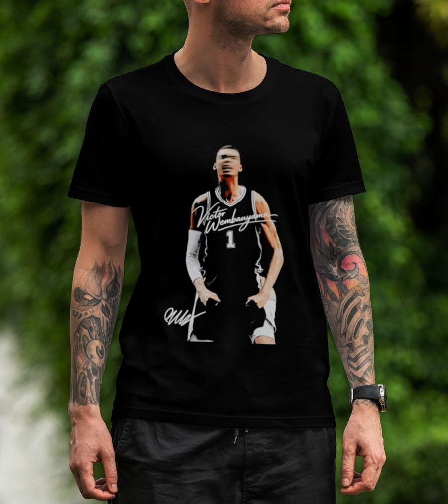Victor Wembanyama San Antonio Spurs 2023 NBA Draft Number 1 Jersey Signature T-Shirt