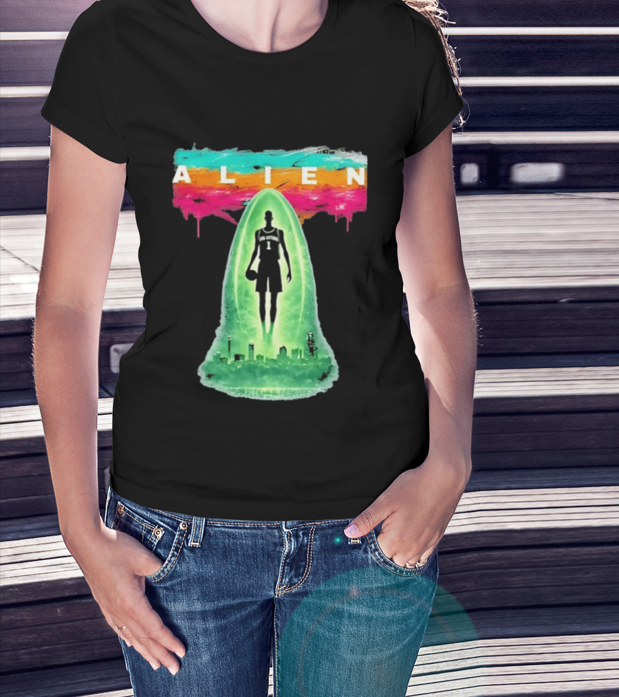 Victor Wembanyama Alien San Antonio Spurs NBA Skyline T-Shirt