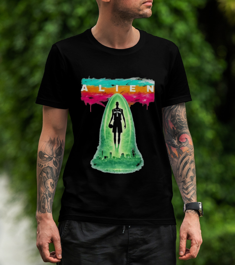 Victor Wembanyama Alien San Antonio Spurs NBA Skyline T-Shirt
