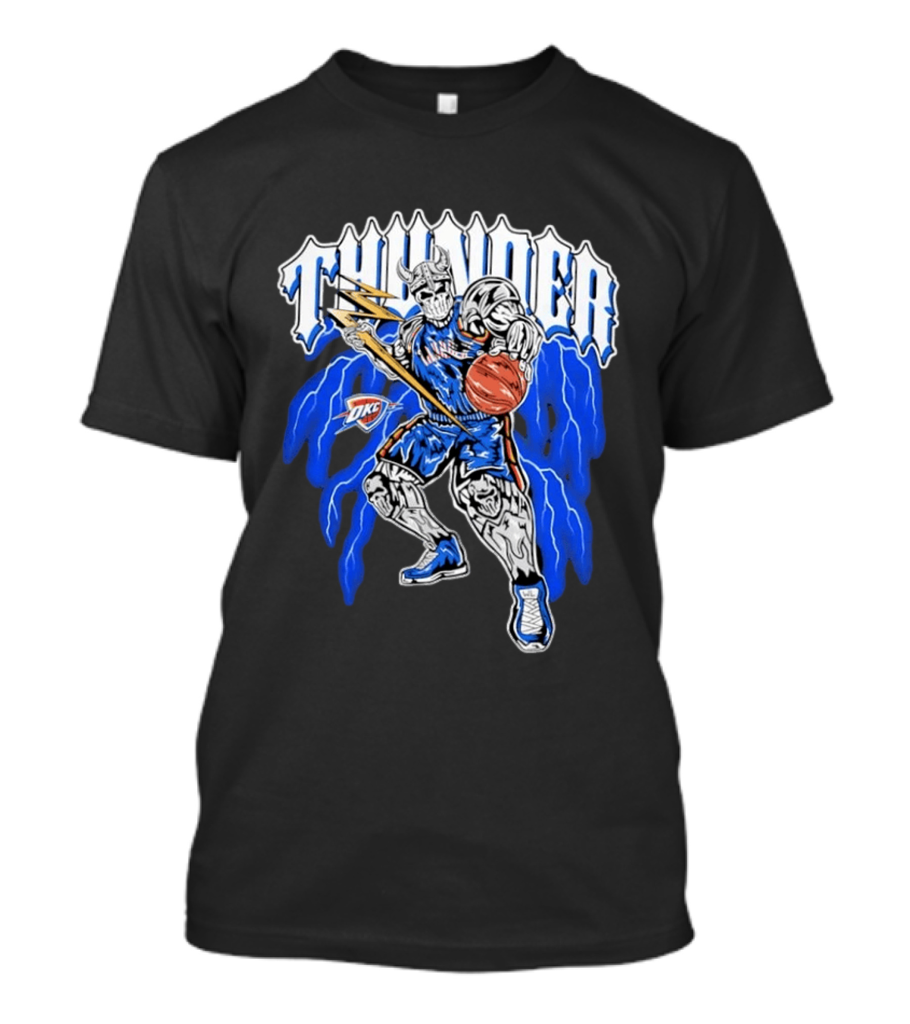 THUNDER Viking Skeleton NBA Basketball Player OKC Oklahoma City T-Shirt