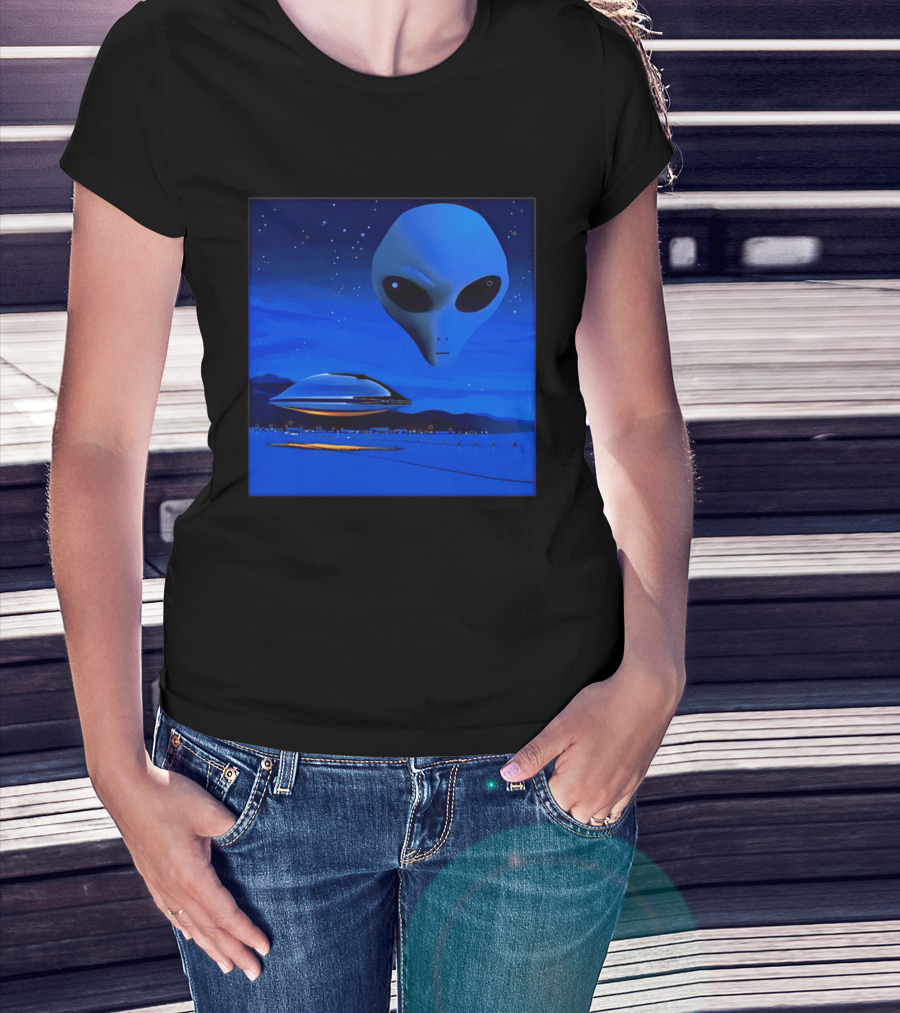 Aline UFO Portrait Night Sky Scene T-Shirt