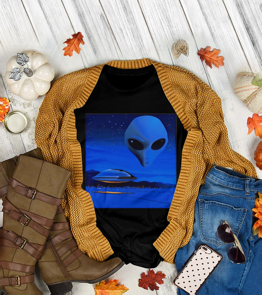 Aline UFO Portrait Night Sky Scene T-Shirt