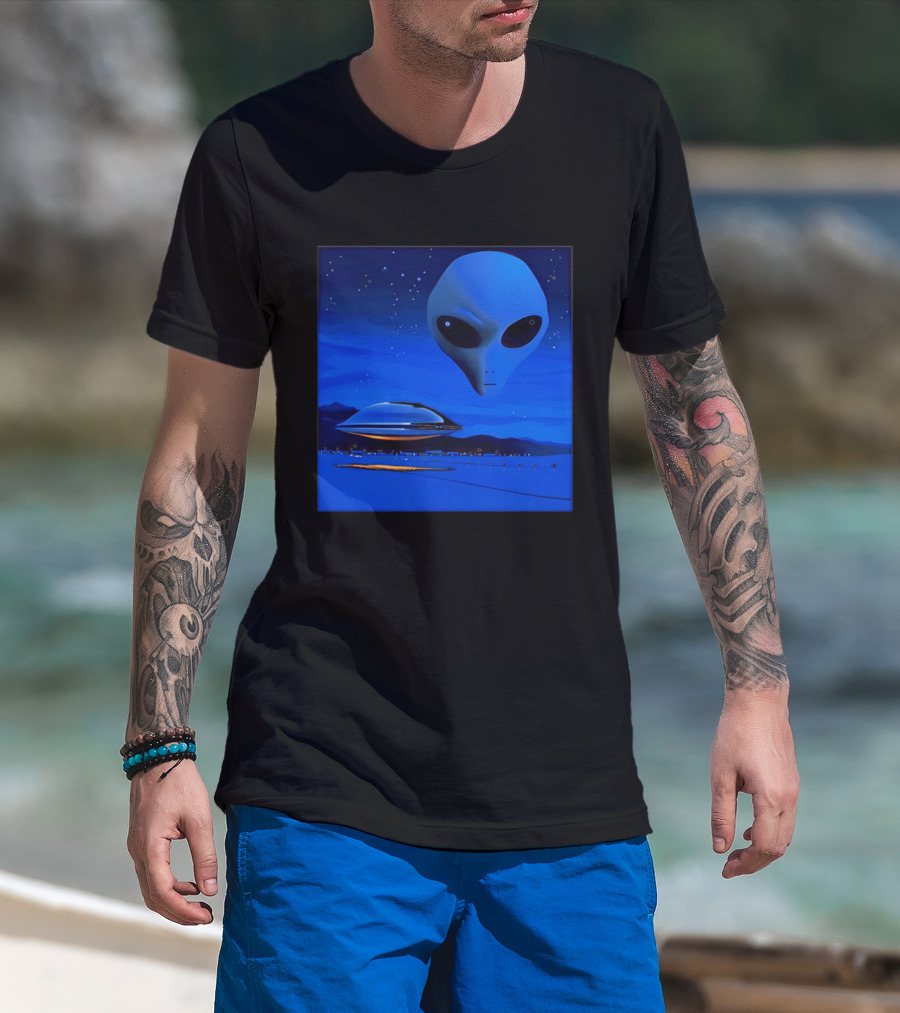 Aline UFO Portrait Night Sky Scene T-Shirt