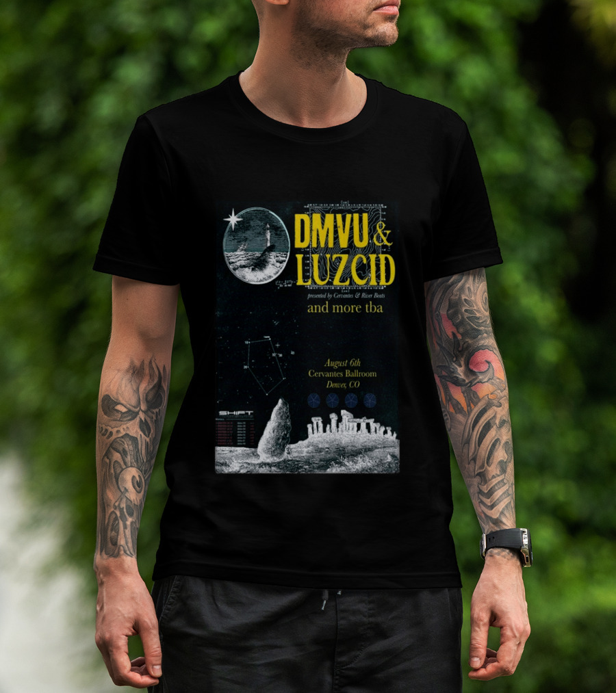 DMVU LUZCID August 6th Cervantes Ballroom Denver CO Lunar Lighthouse Constellation T-Shirt