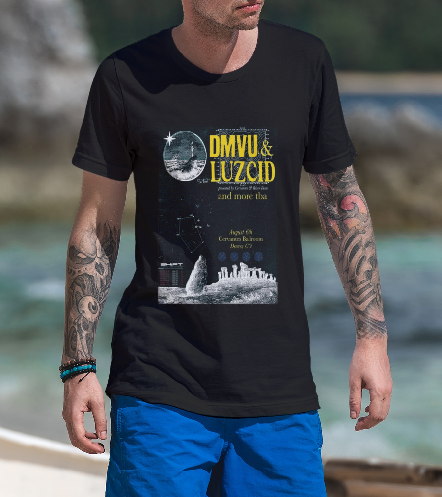 DMVU LUZCID August 6th Cervantes Ballroom Denver CO Lunar Lighthouse Constellation T-Shirt