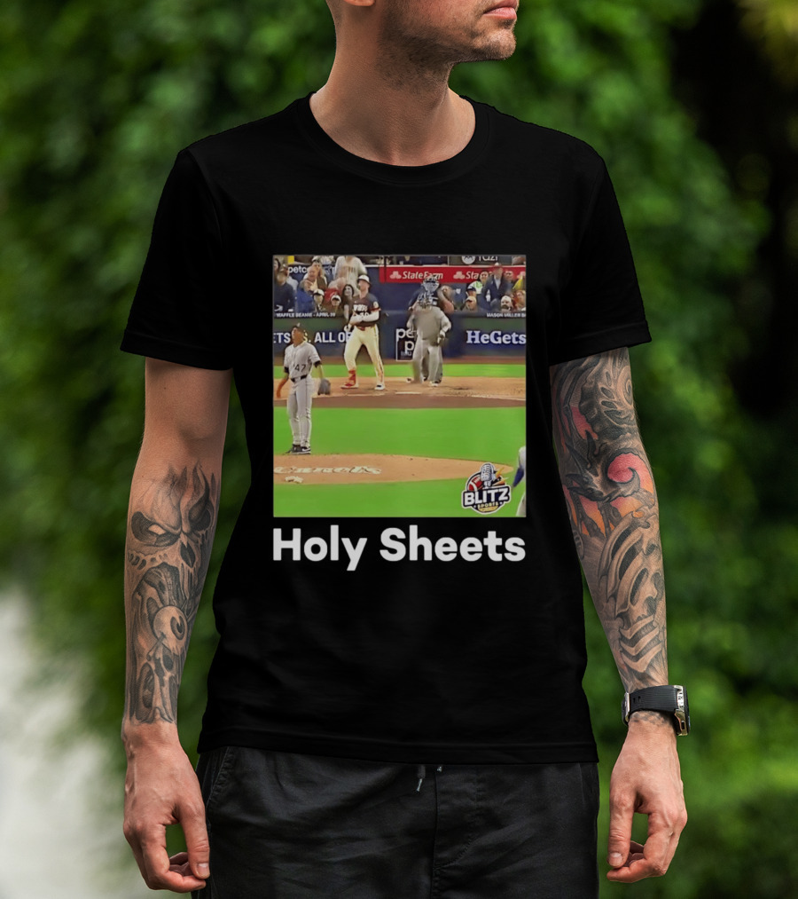 Mason Miller Holy Sheets Blitz Sports MLB HeGets State Farm Waffle Beanie T-Shirt