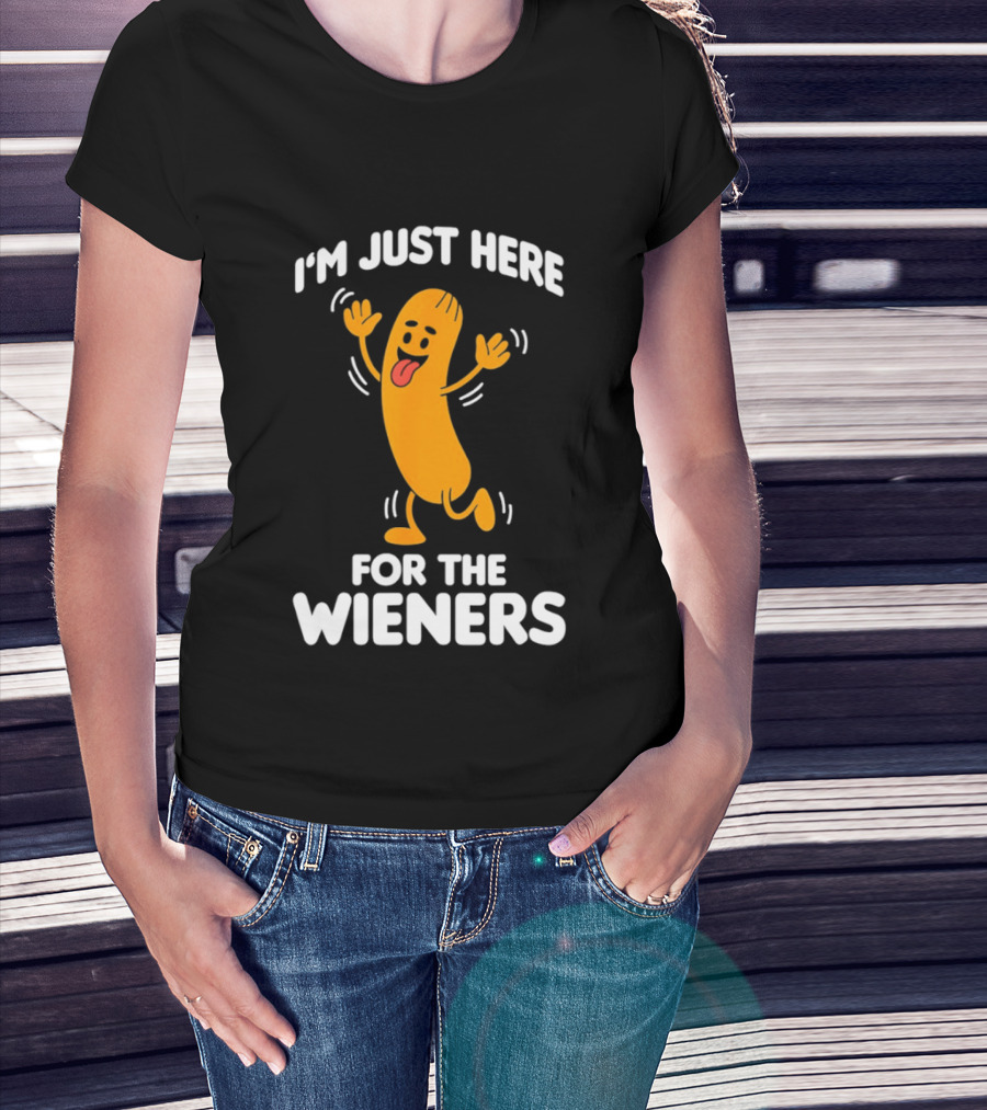 I'm Just Here For The Wieners Funny Sausage Cartoon T-Shirt