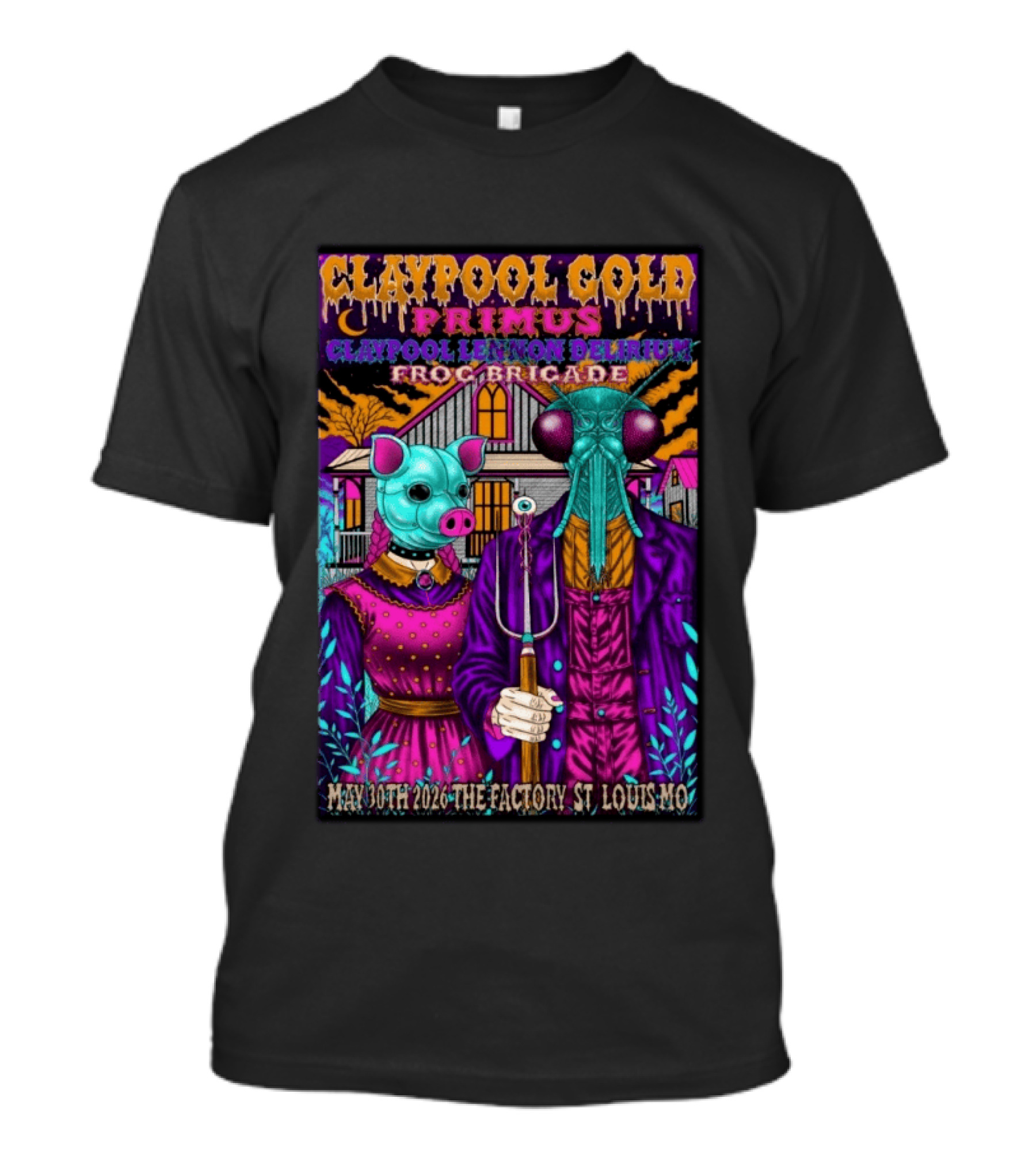 Claypool Cold Primus Claypool Lennon Delirium Frog Brigade May 30th 2026 The Factory St. Louis Mo T-Shirt