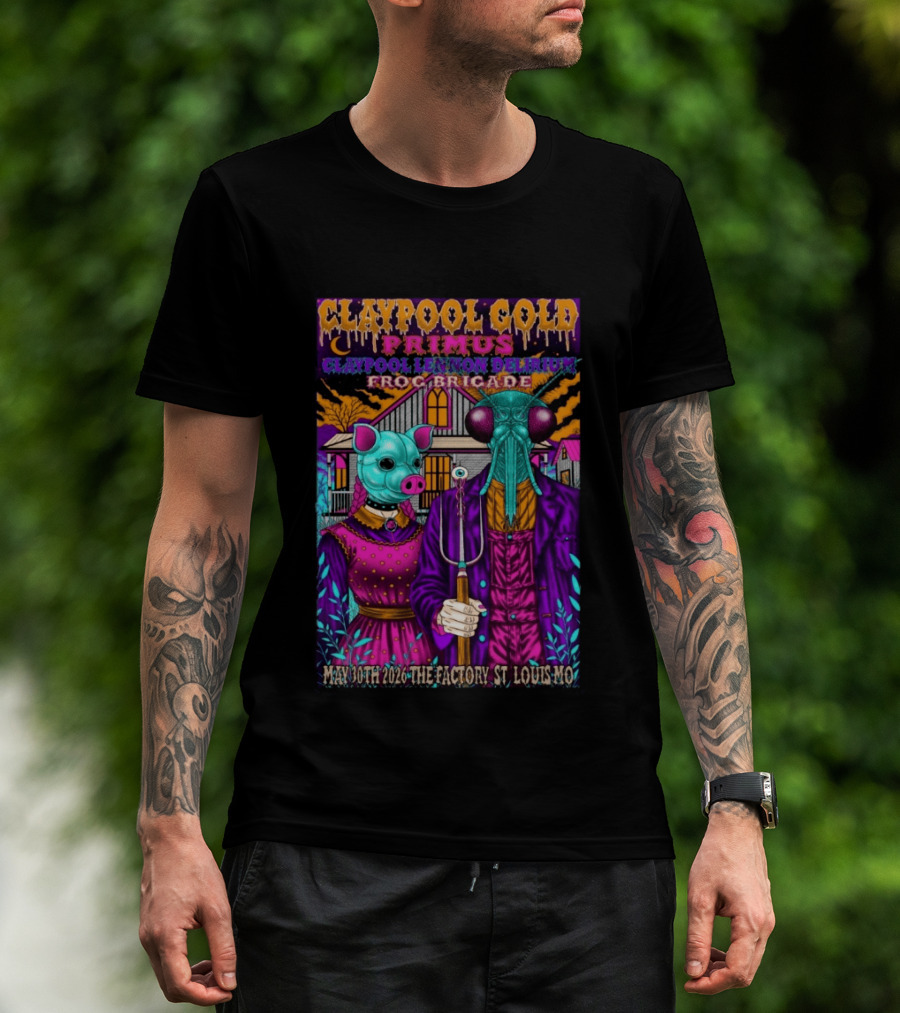 Claypool Cold Primus Claypool Lennon Delirium Frog Brigade May 30th 2026 The Factory St. Louis Mo T-Shirt