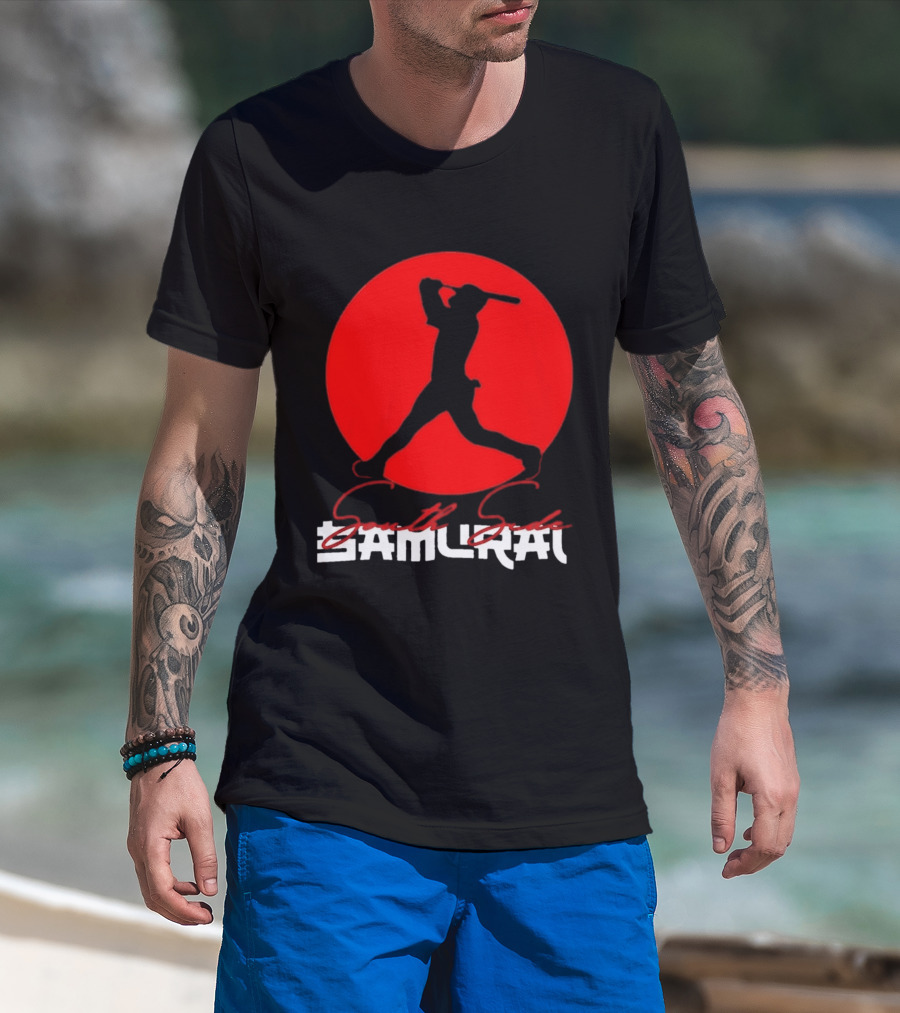 Samurai Baseball Stride Dark Red Circle Sōru Geki T-Shirt