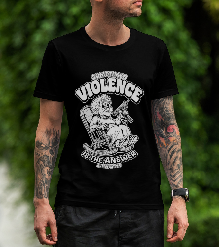 Grandma Sometimes Violence Is The Answer Retro Funny Guns T-Shirt