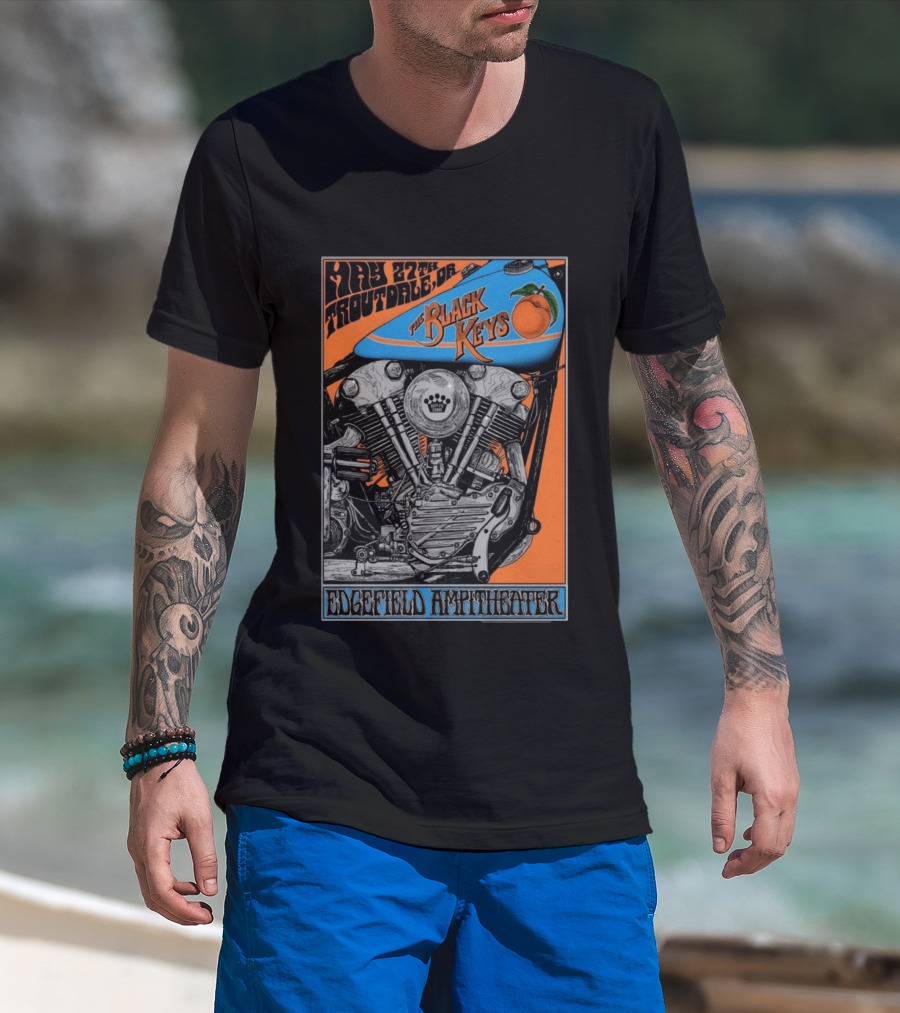May 27 Troutdale OR The Black Keys Motorcycle Edgefield Amphitheater T-Shirt