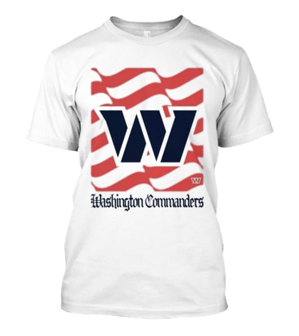 Washington Commanders W American Flags Red Stripes T-Shirt