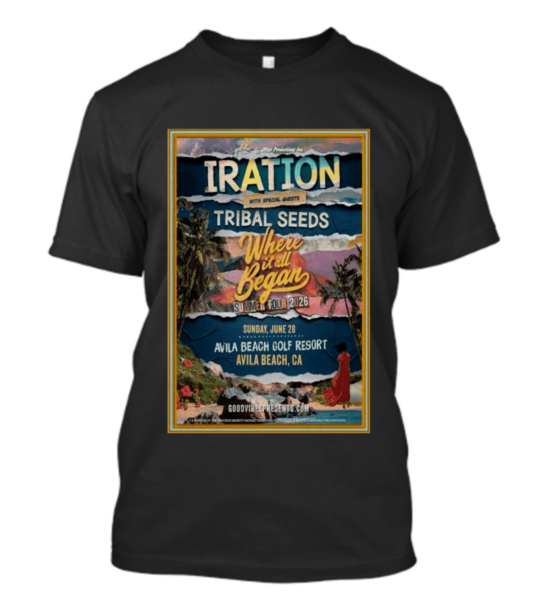 IRATION Tribal Seeds Summer Tour 2026 Where It All Began Avila Beach Golf Resort June 28 Avila Beach CA T-Shirt