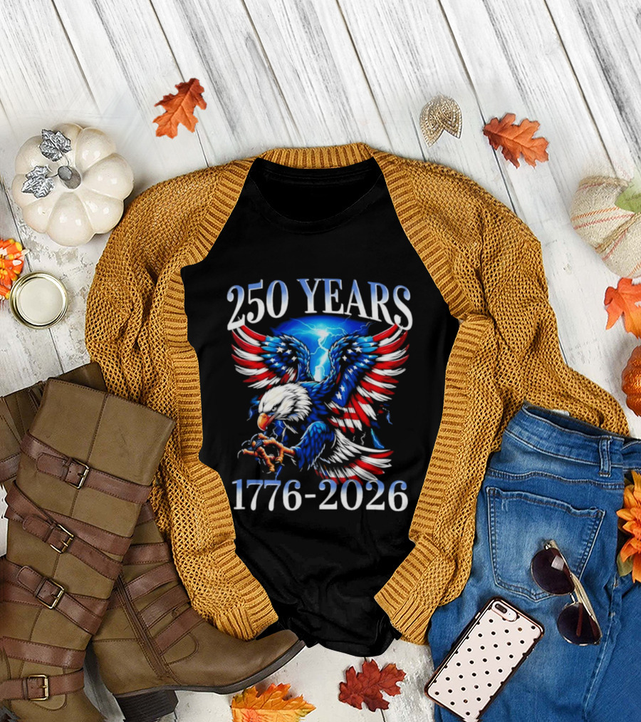 250 Years American Flag Bald Eagle 1776 2026 Anniversary T-Shirt