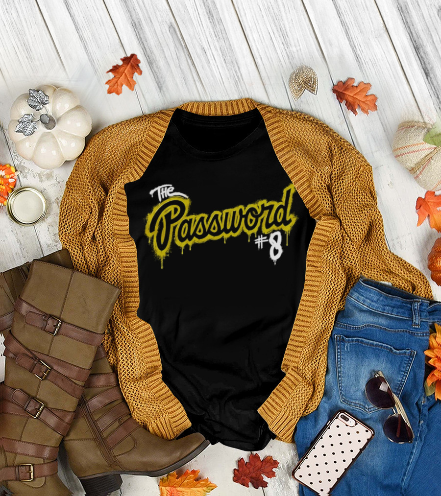 The Password Number 8 Graffiti Style with Aaron Rodgers Pittsburgh Steelers T-Shirt