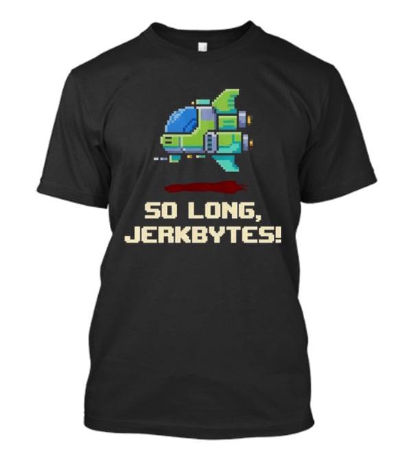 Pixel Spaceship So Long Jerkbytes Retro Sci Fi 8 Bit T-Shirt