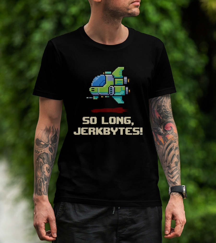 Pixel Spaceship So Long Jerkbytes Retro Sci Fi 8 Bit T-Shirt