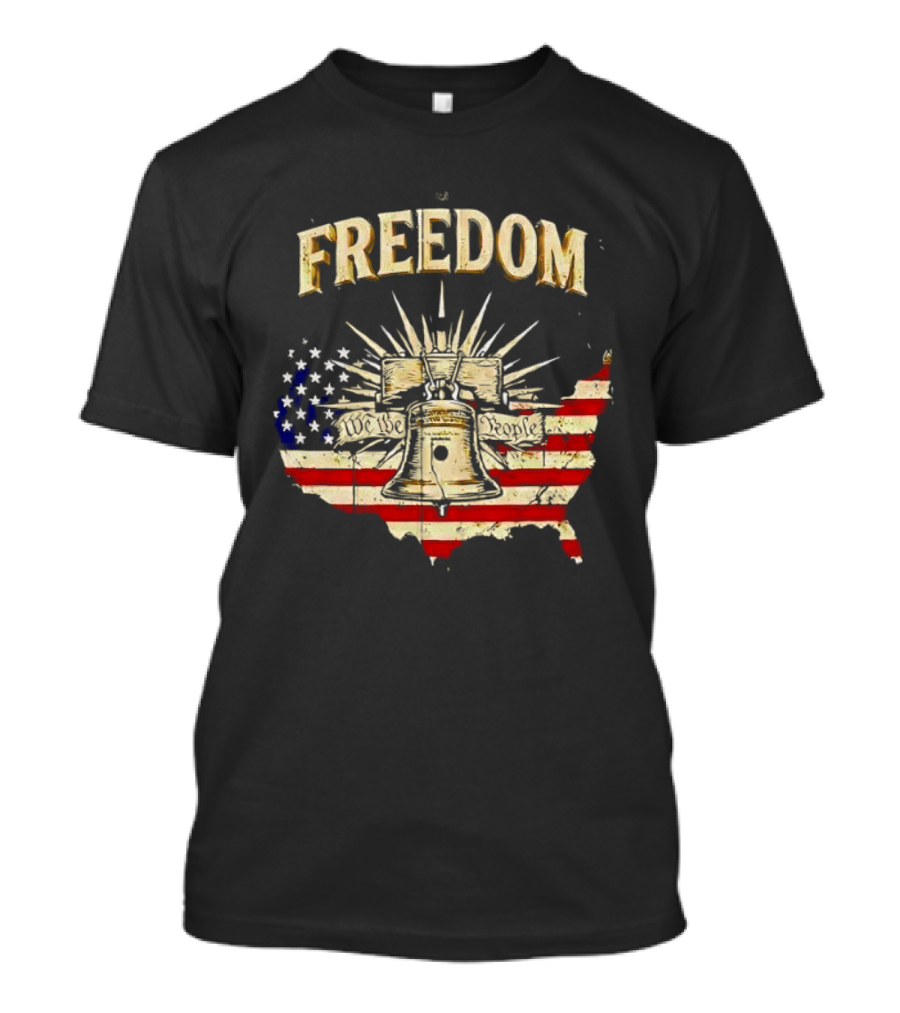 Freedom Liberty Bell American Flag Map United States Vintage Patriotic T-Shirt