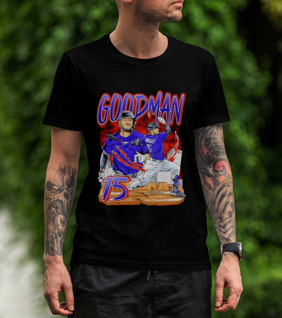 Goodman 15 Colorado Rockies Baseball Player Dynamic T-Shirt