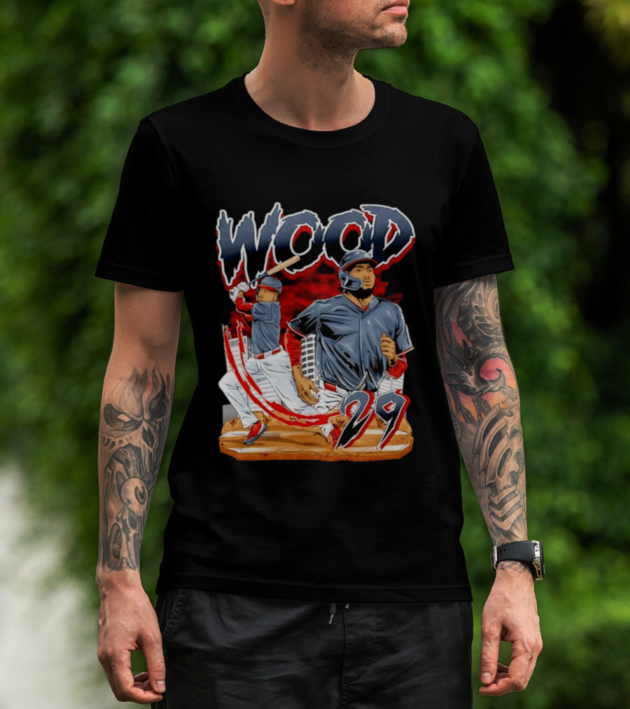 Wood 29 Washington Baseball Player Action T-Shirt