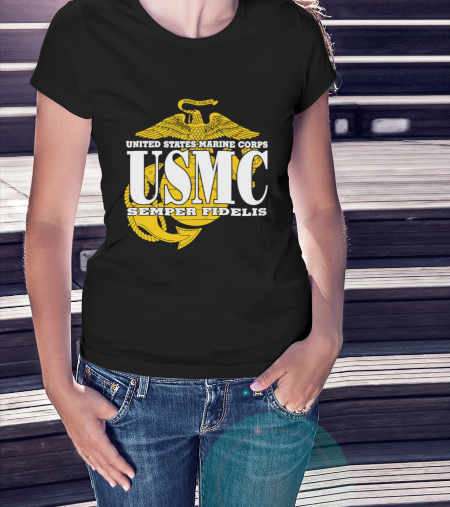 United States Marine Corps USMC Semper Fidelis Eagle Globe Anchor T-Shirt