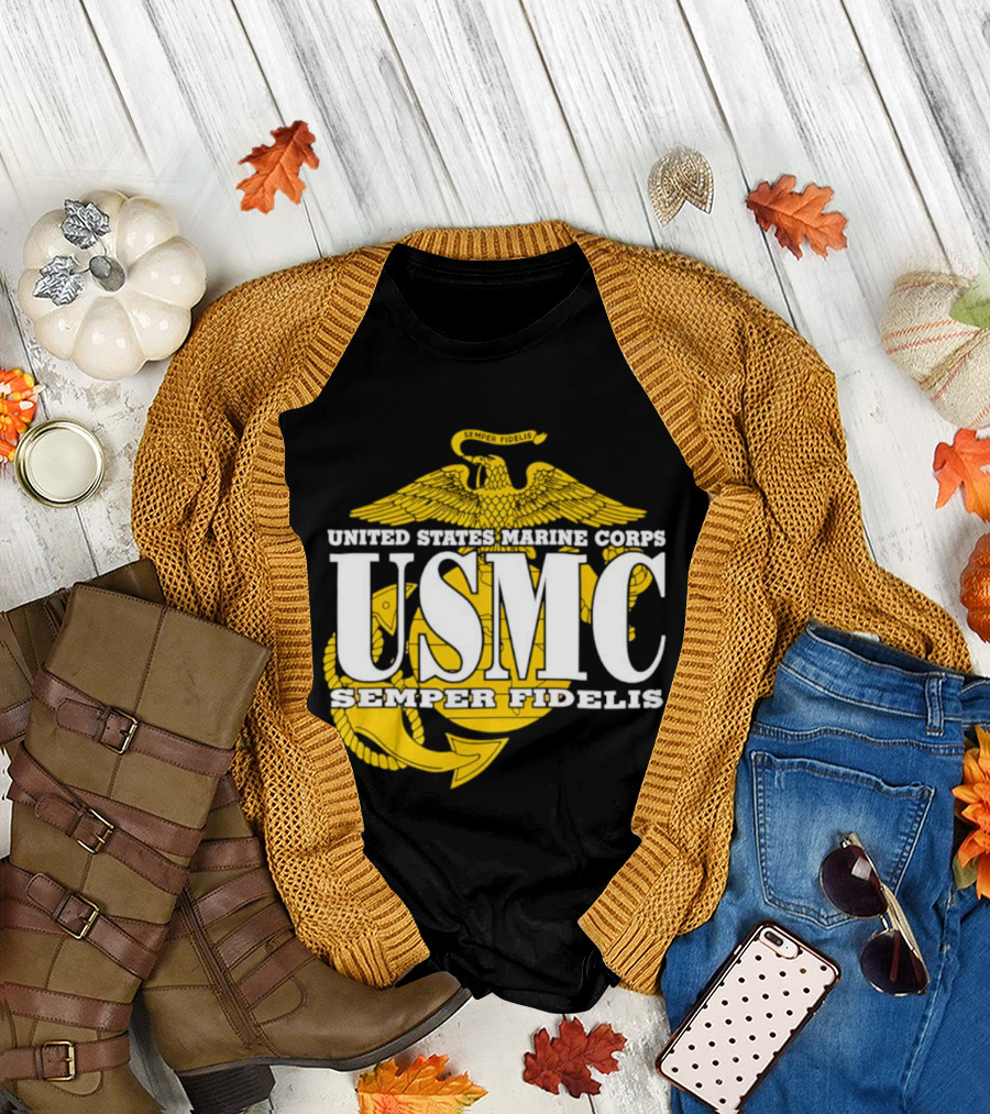 United States Marine Corps USMC Semper Fidelis Eagle Globe Anchor T-Shirt