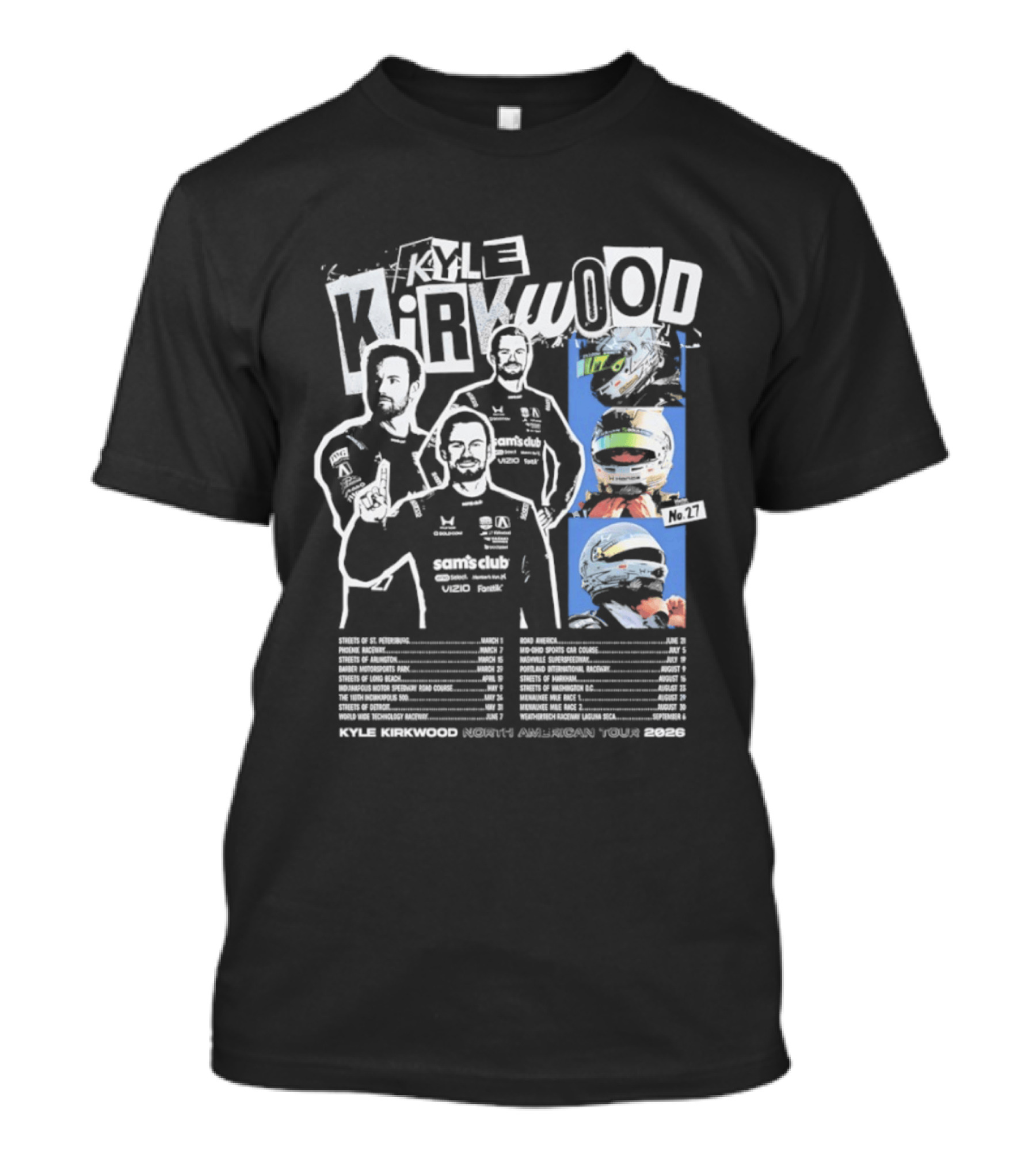 Kyle Kirkwood North American Tour 2026 Racing Helmet And Driver Poses T-Shirt