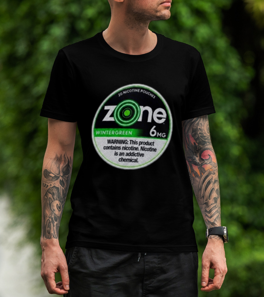 20 Nicotine Pouches Zone Wintergreen 6mg Warning Contains Nicotine T-Shirt