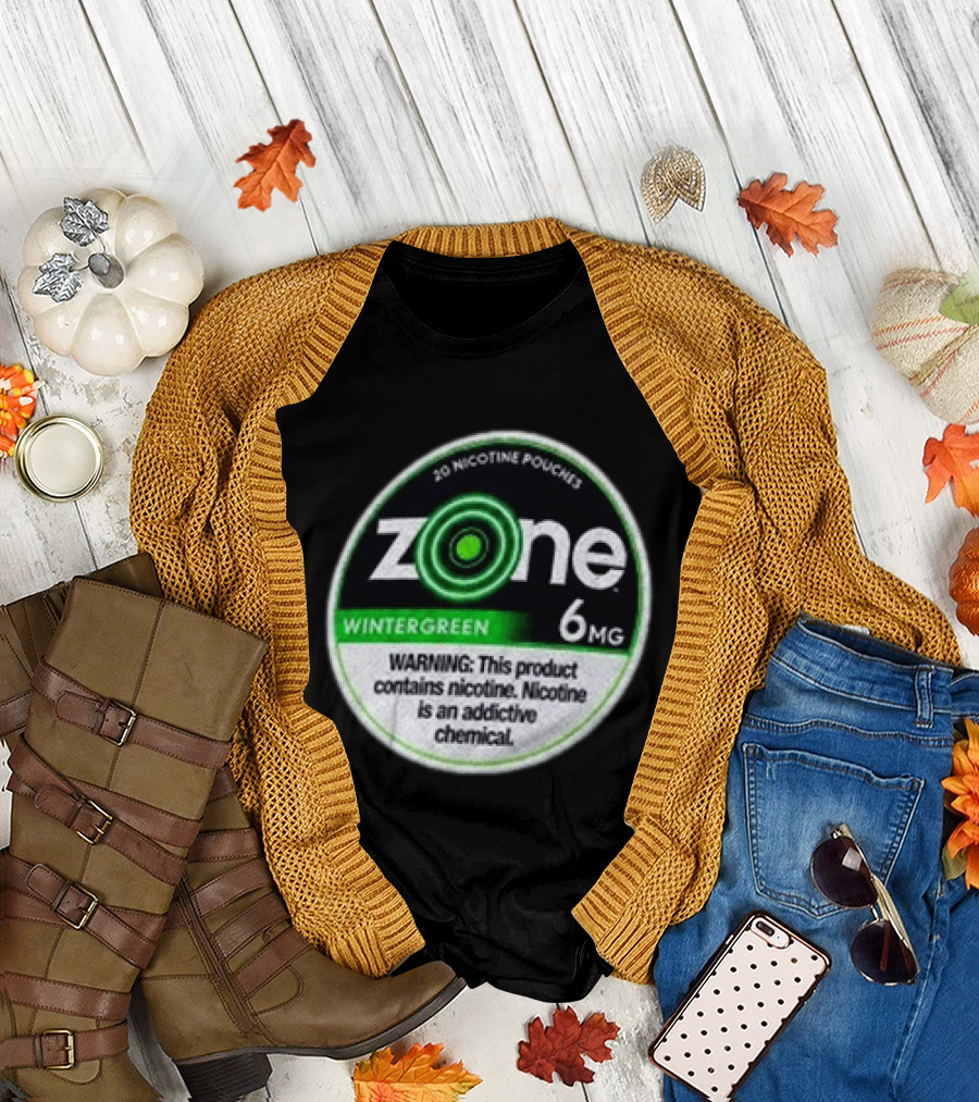 20 Nicotine Pouches Zone Wintergreen 6mg Warning Contains Nicotine T-Shirt