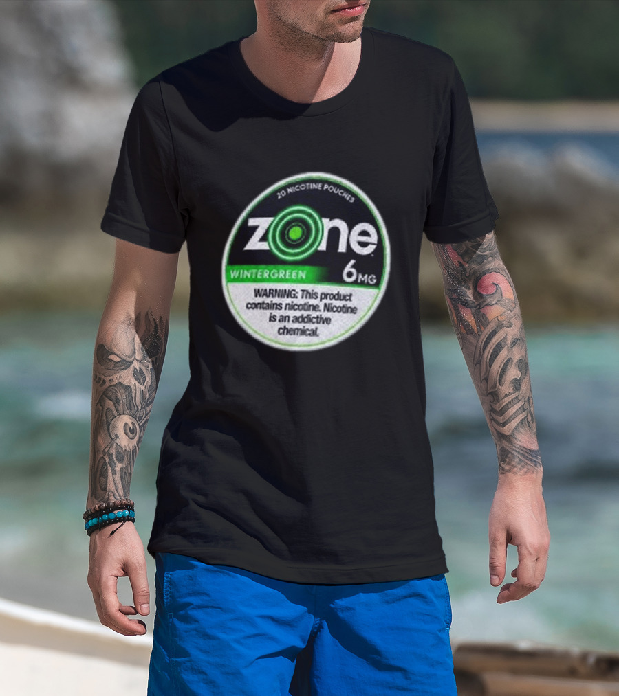20 Nicotine Pouches Zone Wintergreen 6mg Warning Contains Nicotine T-Shirt