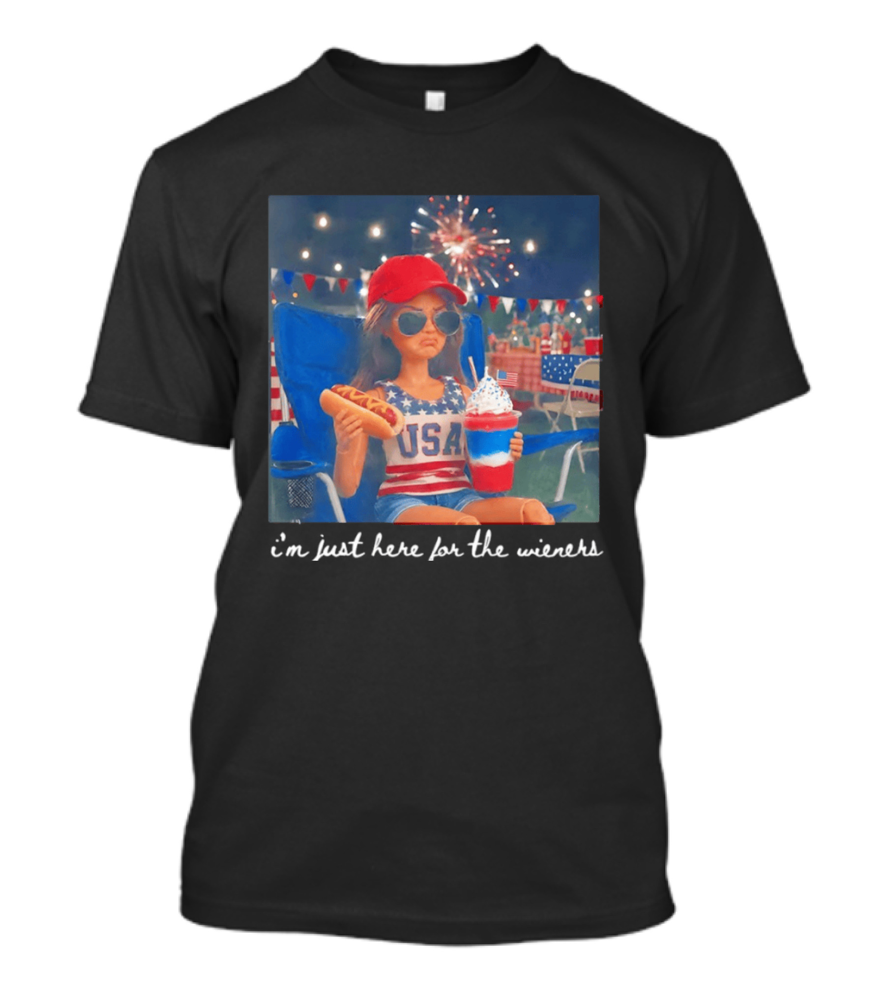 USA Barbie Doll I'm Just Here For The Wieners 4th Of July Celebration 2026 T-Shirt