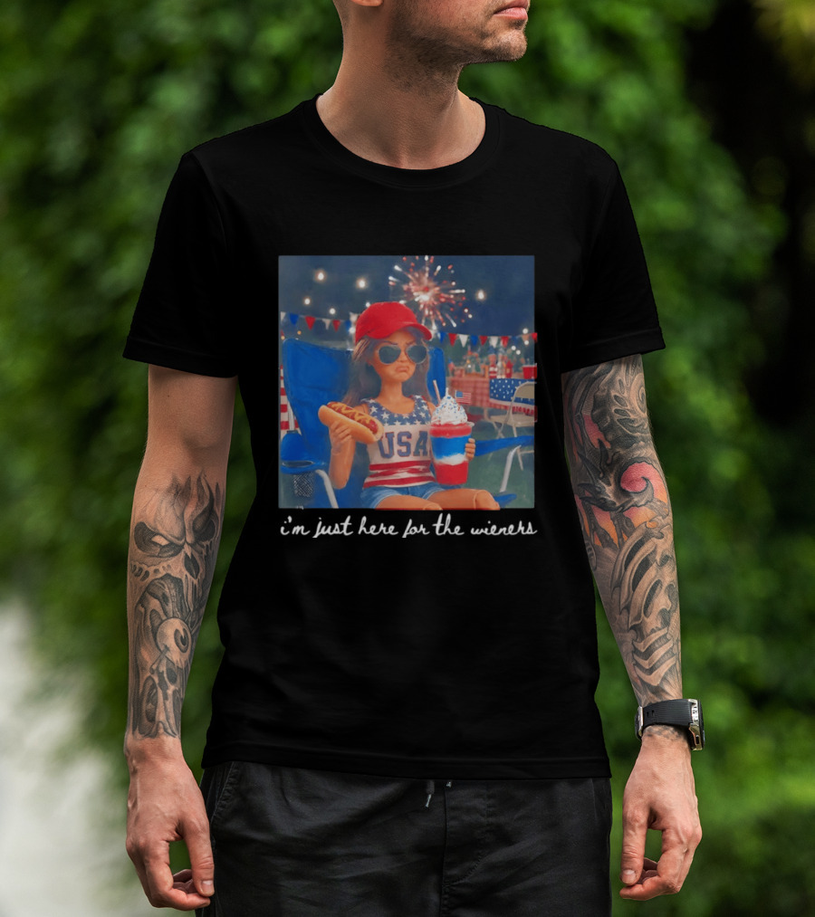 USA Barbie Doll I'm Just Here For The Wieners 4th Of July Celebration 2026 T-Shirt