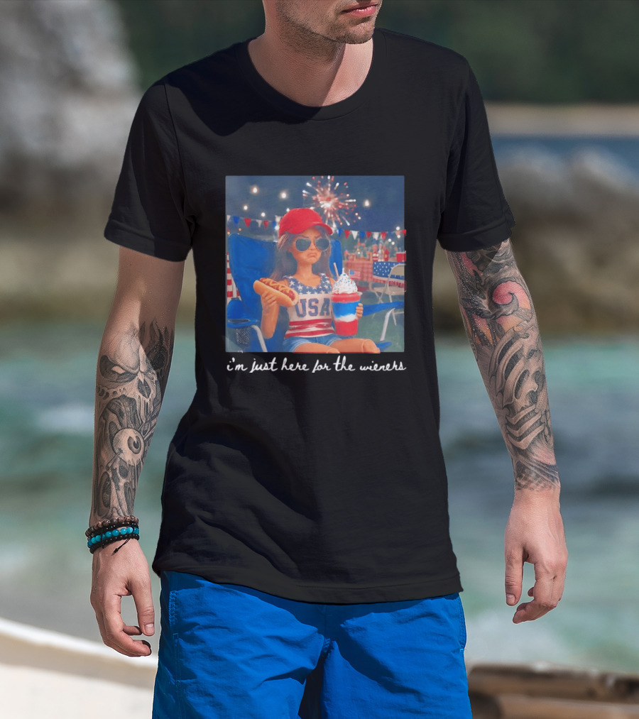 USA Barbie Doll I'm Just Here For The Wieners 4th Of July Celebration 2026 T-Shirt