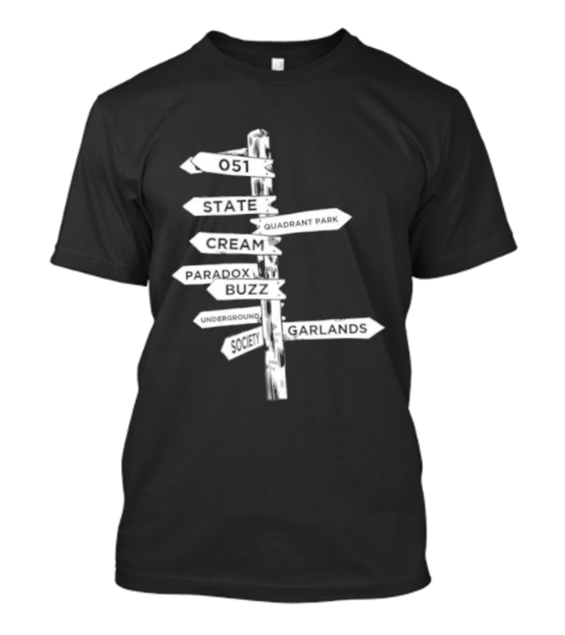 Music Matters Clubland 051 State Quadrant Park Cream Para Dox Buzz Underground Society Garlands T-Shirt