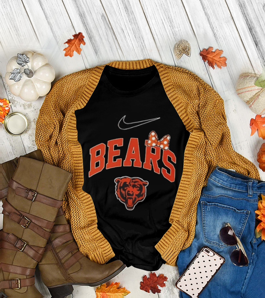 Chicago Bears Boo to You Fa Boo Lous Rugby Minnie Bow 2 Sided T-Shirt