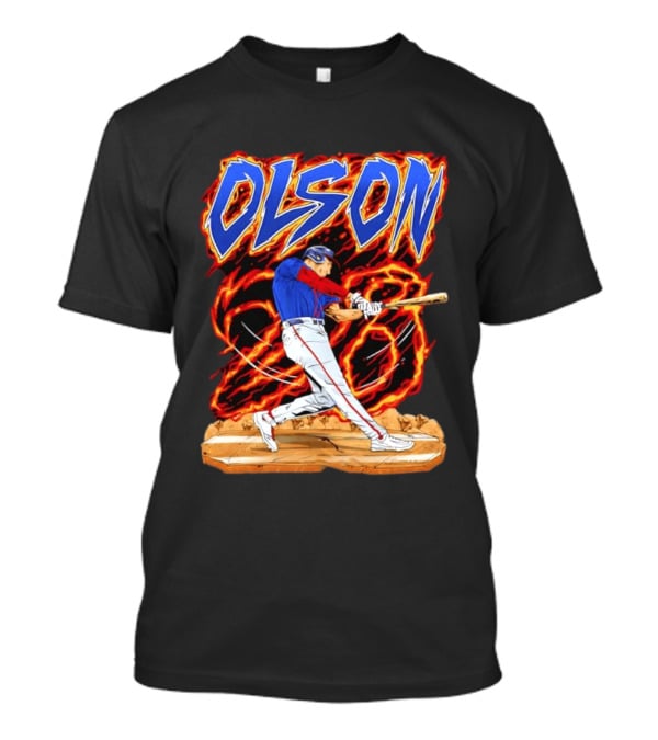 Olson Baseball Player Batting With Intense Flame T-Shirt