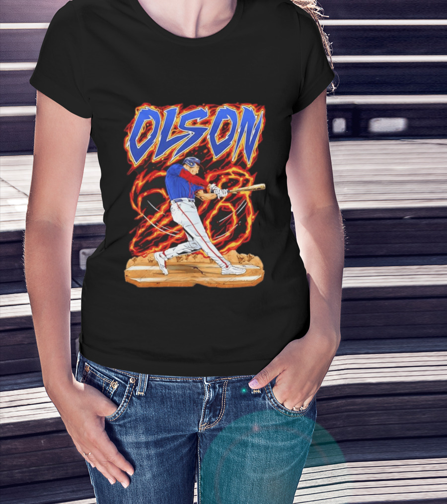 Olson Baseball Player Batting With Intense Flame T-Shirt