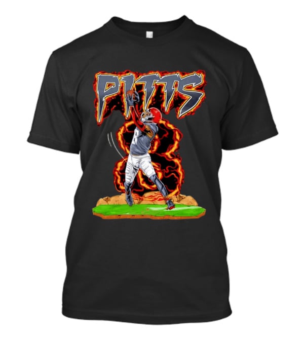 Pitts Football Player Catching Ball With Flames In Dynamic Action Scene T-Shirt