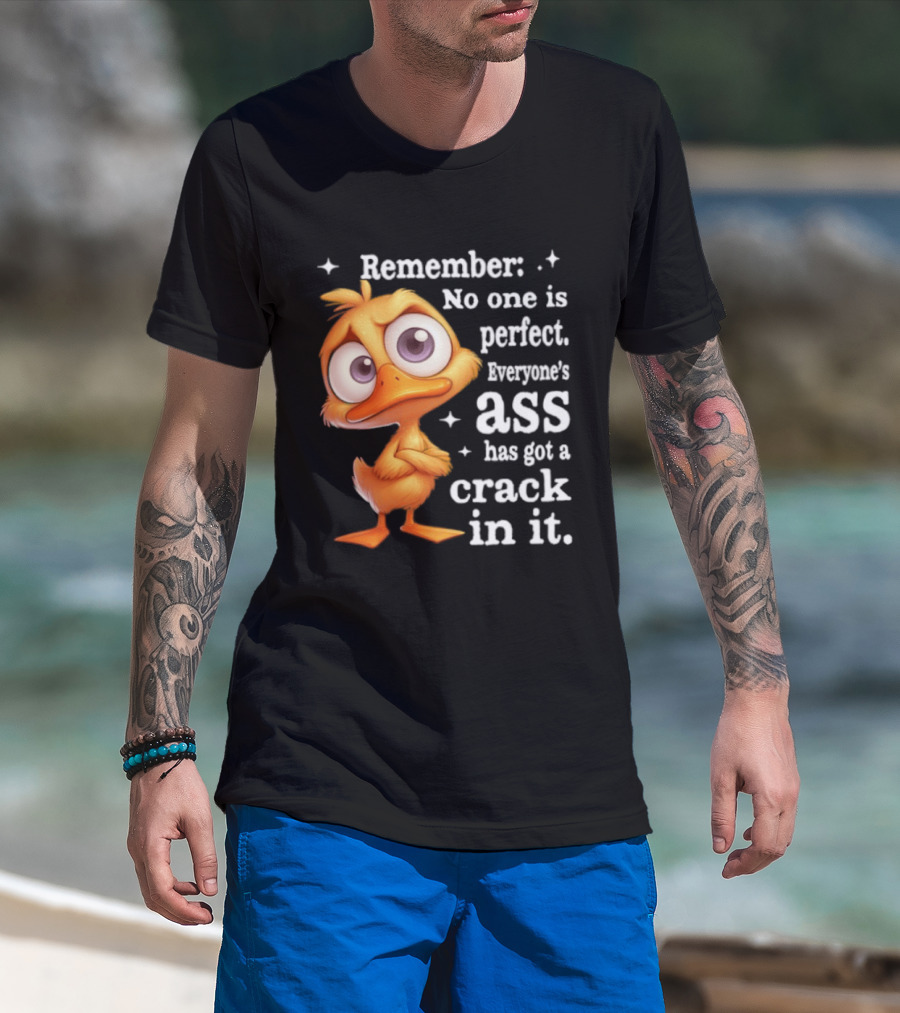 Remember No One Is Perfect Funny Duck Everyone's Ass Has Got A Crack In It T-Shirt