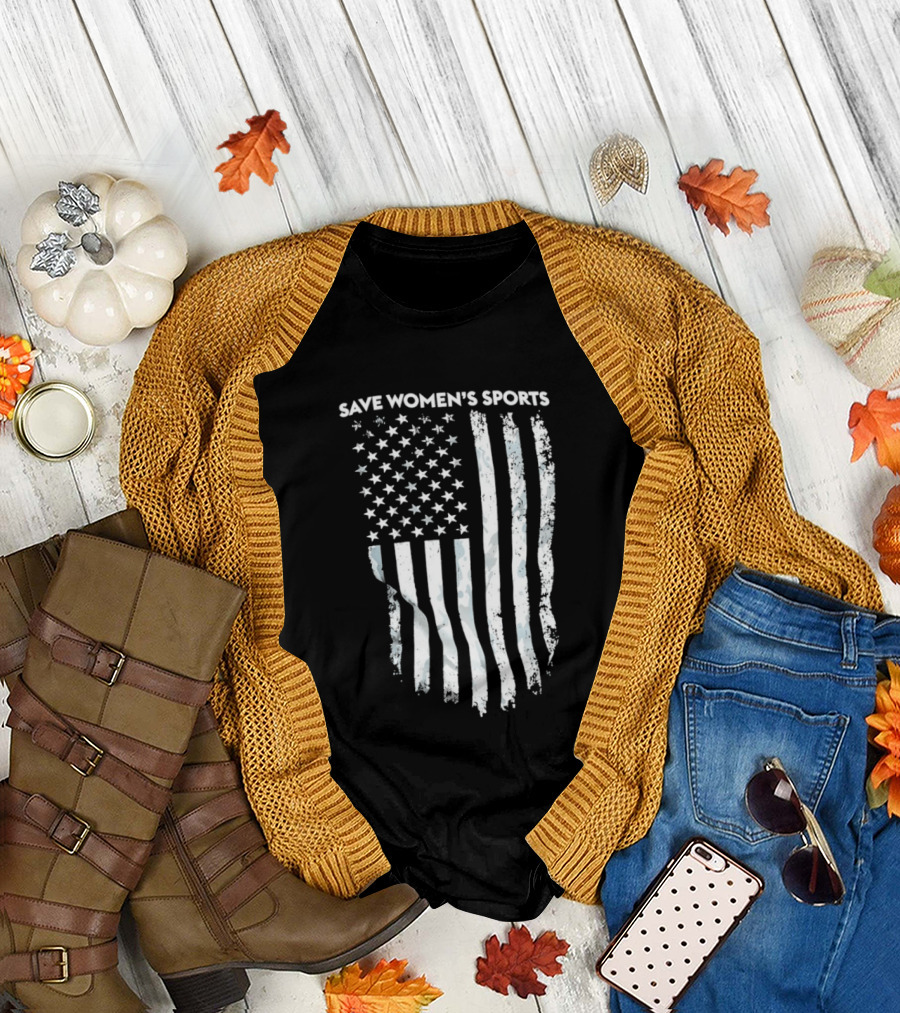 Save Women's Sports American Flag Stars and Stripes T-Shirt