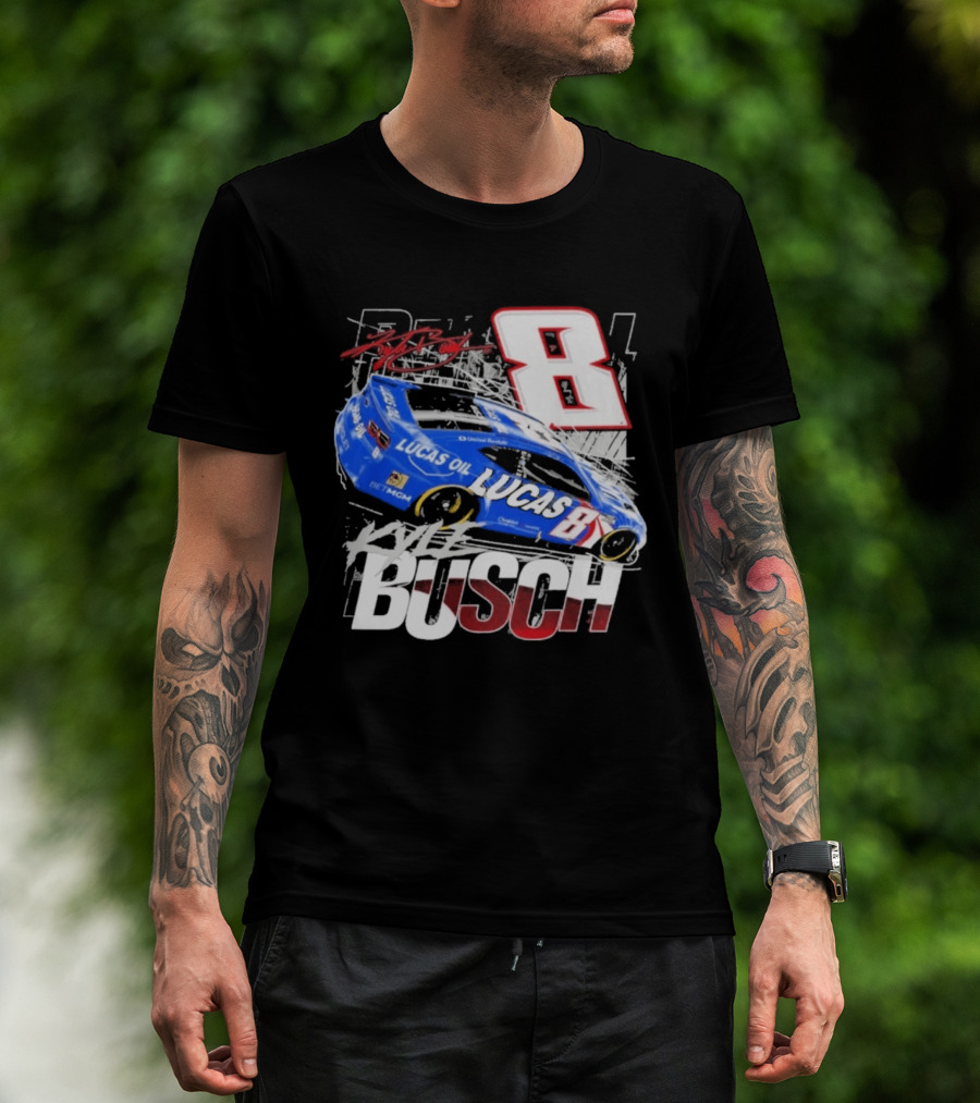 Kyle Busch Lucas Oil #8 Racing Car Red 2 Spot T-Shirt