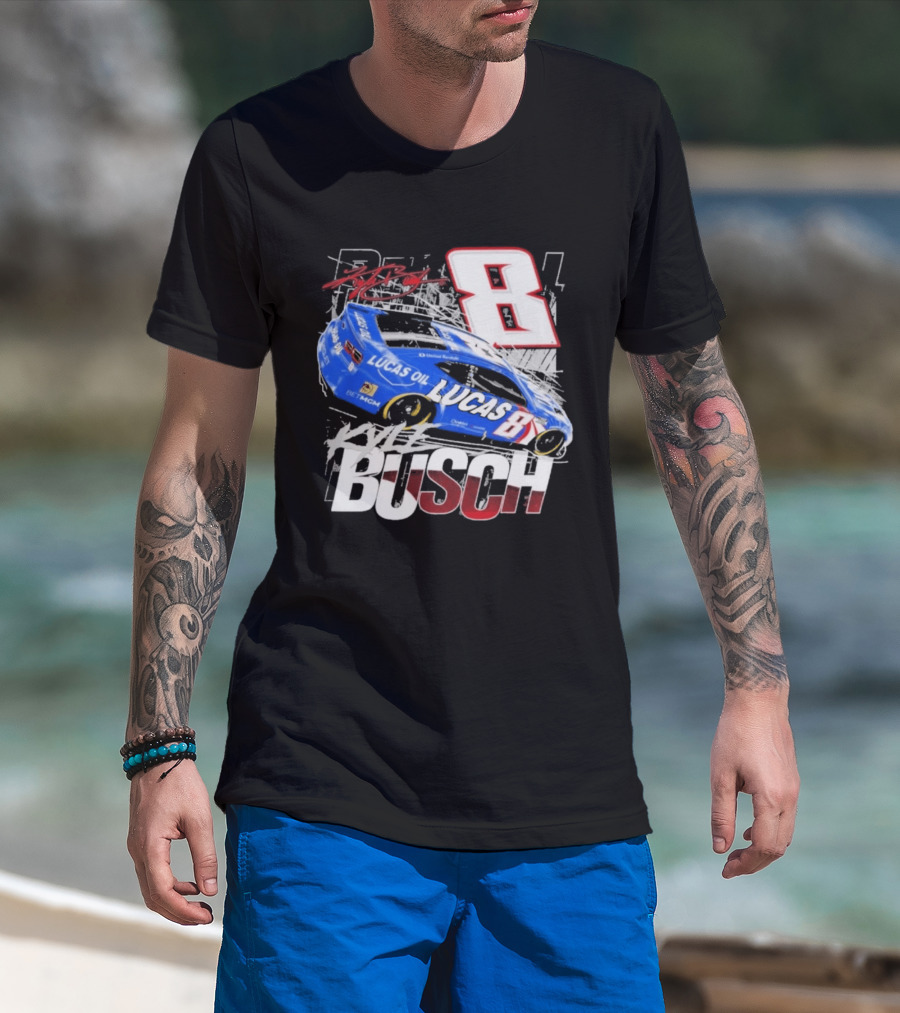 Kyle Busch Lucas Oil #8 Racing Car Red 2 Spot T-Shirt