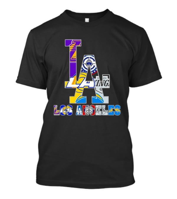 LA Los Angeles Lakers Dodgers Kings Rams Chargers Logos T-Shirt