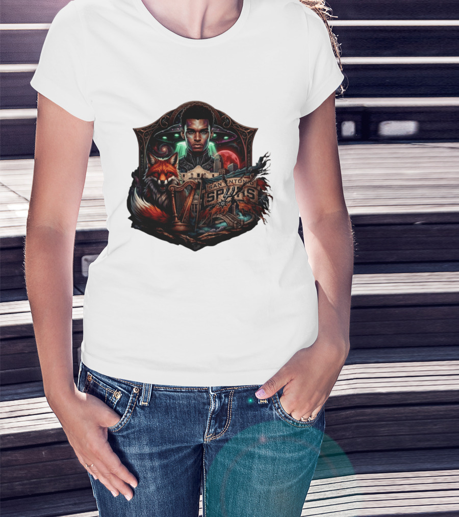 San Antonio Spurs Alien Wemby Space Hoops Comic Skyline Texas Basketball 2026 Fox T-Shirt